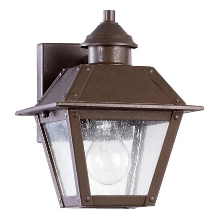 Quorum One Light Oiled Bronze Clear Seeded Glass Wall Lantern 7024-86